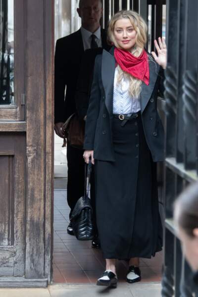 Amber Heard, à la cour de justice à Londres dans le cadre du procès contre le journal The Sun, le 14 juillet 2020.