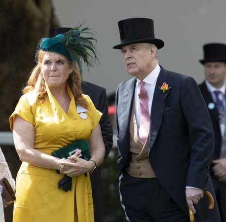 Sarah Ferguson et le prince Andrew assistent aux courses de chevaux à Ascot, le 21 juin 2019.