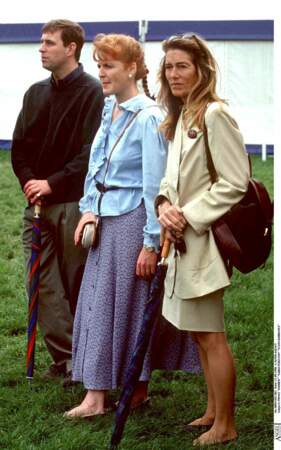 Le prince Andrew, Sarah Ferguson, et Susan Barrantes, au Windsor Horse Show, en septembre 1998.