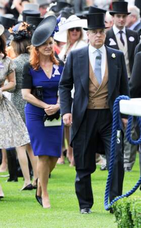 Sarah Ferguson et le prince Andrew, lors des courses du Royal Ascot, le 19 juin 2015. 