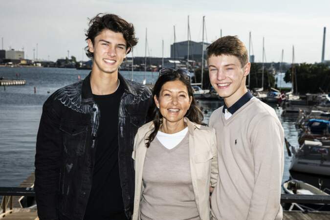 La comtesse Alexandra et ses fils le prince Nikolai et le prince Felix, lors de l'Ecco Walkathon à Copenhague, le 9 septembre 2018. 