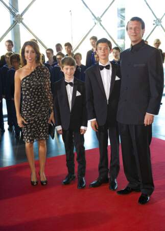 La princesse Marie, le prince Joachim, avec Nikolai et Felix, pour les 80 ans du prince Henrik de Danemark, le 1er juin 2014.