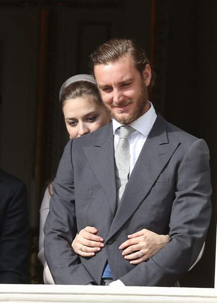 Pierre Casiraghi et sa femme Beatrice Borromeo enceinte,  moment de complicité lors de la Fête Monégasque à Monaco, le 19 novembre 2016.