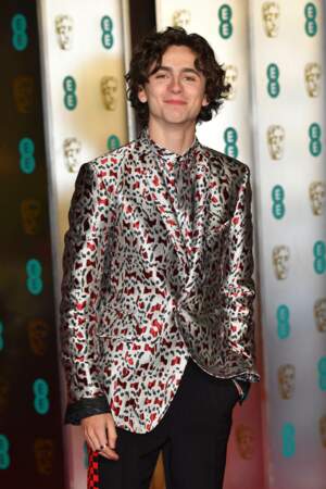 Timothée Chalamet en veste à motifs à la 72ème cérémonie annuelle des BAFTA Awards