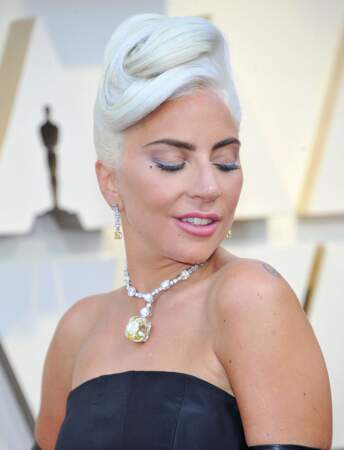 Le 24 février 2019, l’actrice Lady Gaga porte le collier serti du Tiffany Diamond lors de la 91ème cérémonie des Oscars.