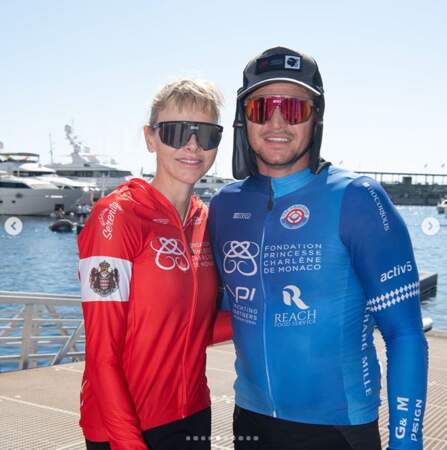 La Fondation Princesse Charlène a photographié la princesse Charlène et son frère Gareth Wittstock, secrétaire générale de l'association, à l’arrivée de la course de 24 heures, qui s’est achevée ce dimanche 13 septembre 2020 au Yacht Club de Monaco.