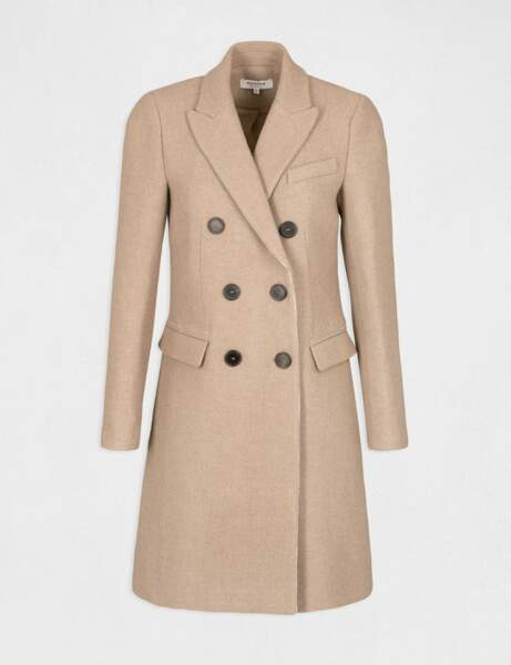 Manteau droit boutonne beige, 170€, Morgan de toi