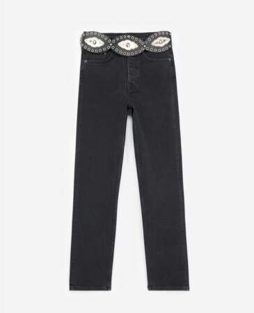 Jean droit noir à ceinture Western, 198€, The Kooples 