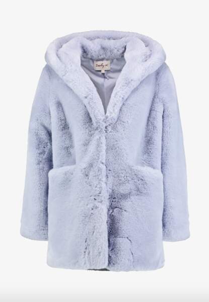 Manteau en fause fourrure couleur lilas, 124,95€, Derhy sur Zalando 