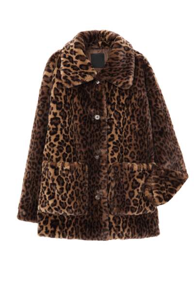 Manteau fausse fourrure imprimés léopard, 99,99€, Etam