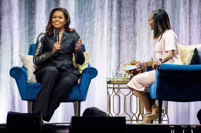 Michelle Obama en promotion pour son livre 'Becoming', à Amsterdam, le 17 avril 2019.