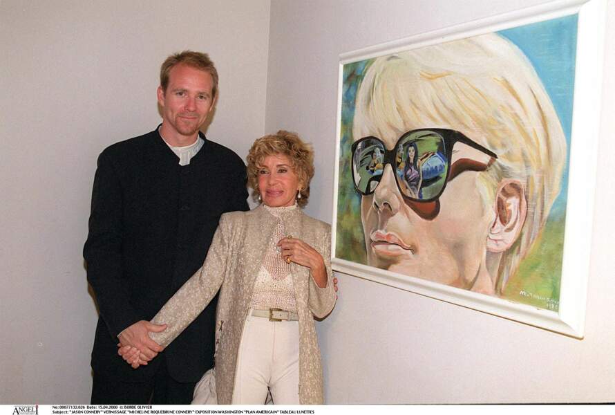 Le fils de Sean Connery, Jason, et Micheline Roquebrune au vernissage d'une exposition en 2000