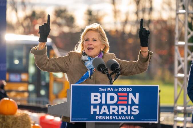 Jill Biden en campagne pour son mari le 24 octobre 2020, à Dallas. 