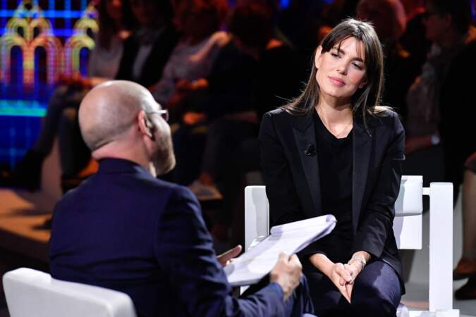 Charlotte Casiraghi, Co-fondateur des « Rencontres philosophiques de Monaco », sur le plateau de l’émission "Le parole della settimana", le 5 octobre 2019
