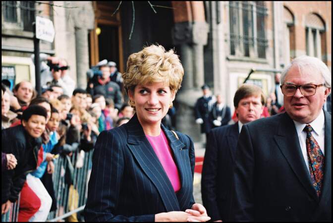 La princesse Diana accueillie par Pierre Mauroy à Lille, le 2 mai 1993