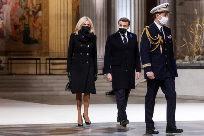 Emmanuel et Brigitte Macron à la cérémonie de panthéonisation de Maurice Genevoix, le 11 novembre 2020 