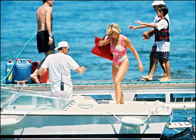 Lady Diana en vacances à Saint-Tropez, le 16 juillet 1997