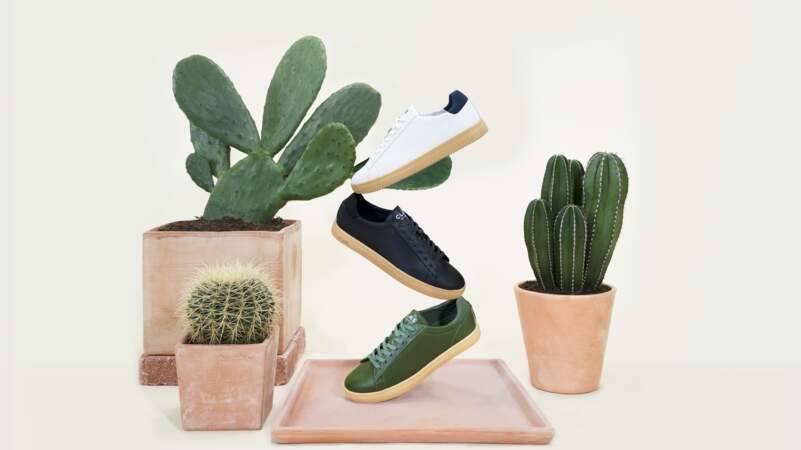 Sneakers green en cuir de cactus, à 119€ au lieu de 139€, Clae Los Angeles