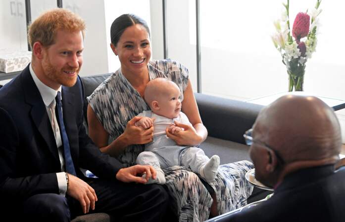 Le prince Harry et Meghan Markle avec leur fils Archie ont rencontré l'archevêque Desmond Tutu et sa femme à Cape Town, Afrique du Sud, le 25 septembre 2019