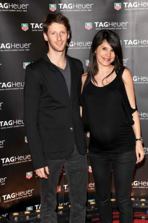 Romain Grosjean et sa femme Marion, enceinte de leur premier enfant Sacha, au printemps 2013.