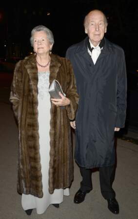Valéry Giscard d'Estaing et sa femme Anne-Aymone lors de l'inauguration d'une exposition au Grand Palais en 2013.