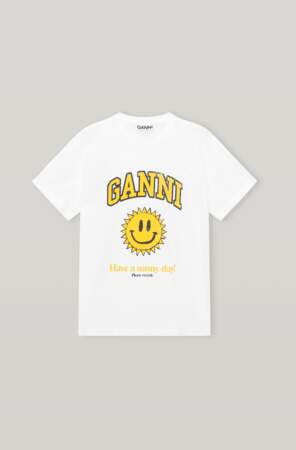 Tee-shirt en jersey de coton imprimé - Ganni, 85 €
