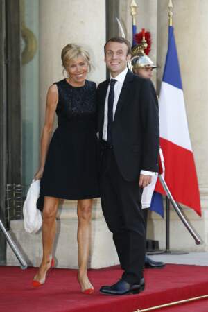 Emmanuel Macron et sa femme Brigitte en 2015 lors d'un diner présidentiel