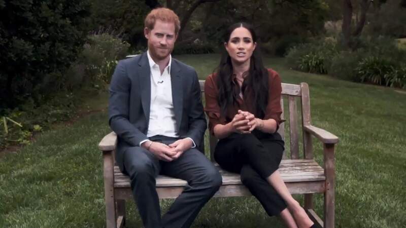 Le prince Harry et Meghan Markle en pleine interview pour TIME 100 television ABC, le 23 septembre 2020