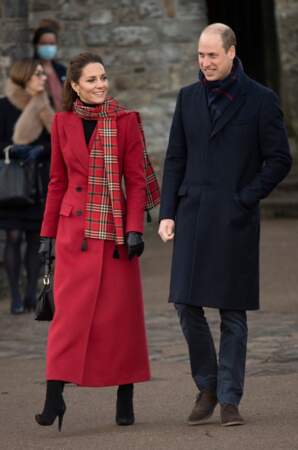 Le prince William et Kate Middleton rencontrent des étudiants au chateau de Cardiff pour évoquer leur ressenti sur le confinement, le 8 décembre 2020.