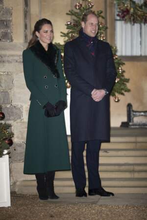 Kate Middleton et le prince William, duc de Cambridge - La famille royale se réunit devant le chateau de Windsor pour remercier les membres de l'Armée du Salut et tous les bénévoles qui apportent leur soutien pendant l'épidémie de coronavirus (COVID-19) et à Noël le 8 décembre 2020.