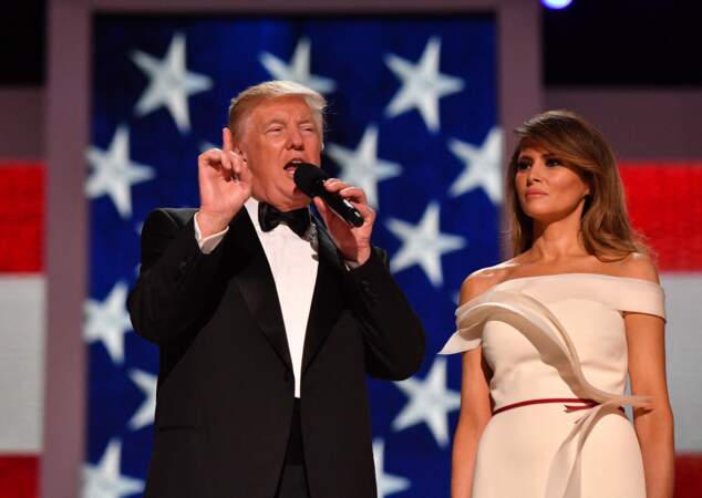 Donald et Melania Trump, au bal d'investiture, le 20 janvier 2017. 