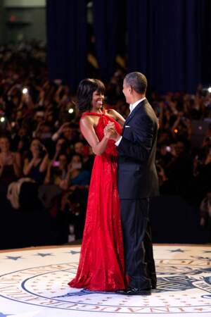 Michelle et Barack Obama, lors du bal d'investiture, le 21 janvier 2013