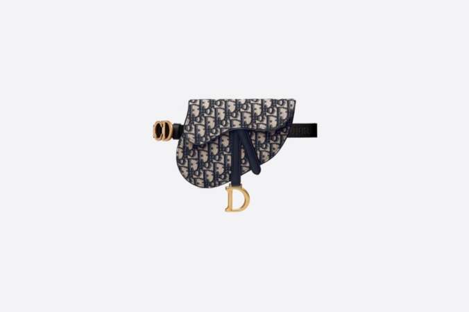 Sac ceinture Saddle en toile jacquard Dior oblique en cuir de vachette bleu, 1.300€, Dior
