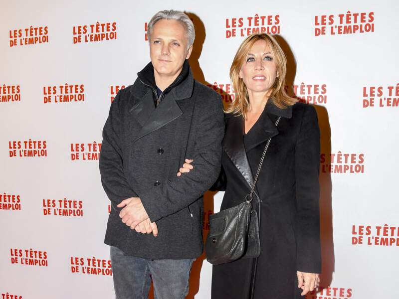 Mathieu Petit et Mathilde Seigner lors de l'avant-première du film "Les têtes de l'emploi" au complexe cinématographique parisien Gaumont-Opéra, à Paris, le 14 novembre 2016