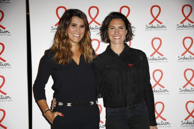 Karine Ferri et Alessandra Sublet à la soirée de lancement du Sidaction 2019 à la salle Wagram à Paris, le 18 mars 2019.