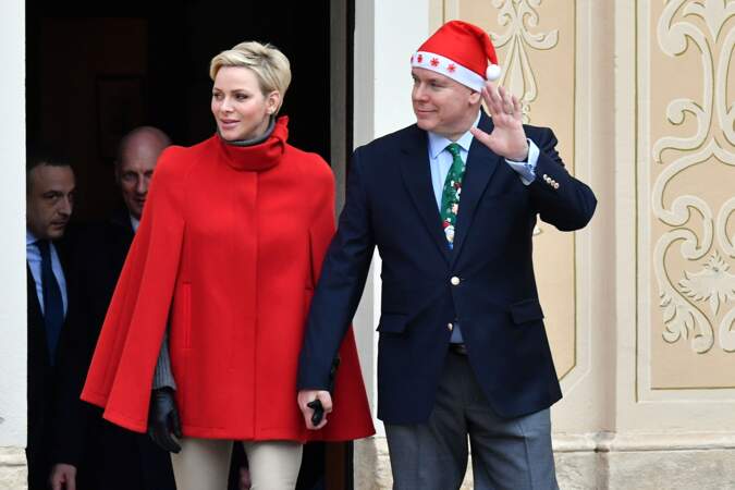 Charlène de Monaco et le prince Albert au palais princier le 20 décembre 2017