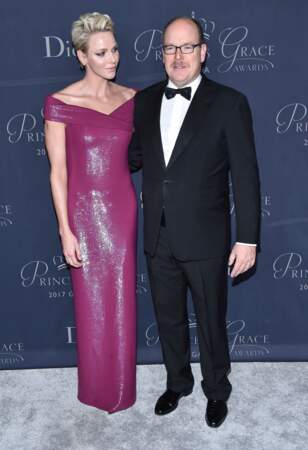 Charlène de Monaco et le prince Albert au Beverly Hilton Hotel le 25 octobre 2017