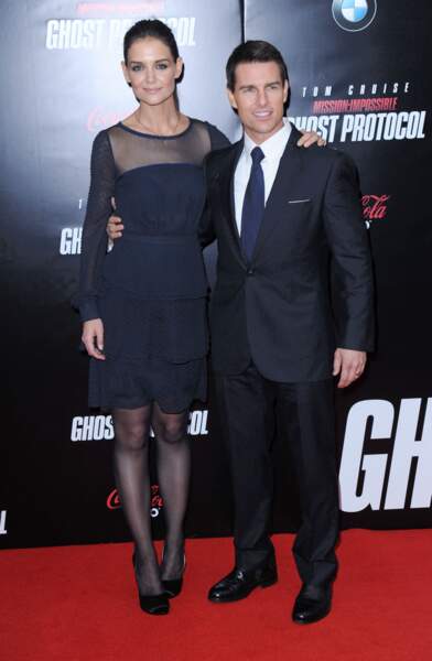 Tom Cruise et Katie Holdes à l'avant-première du film "Mission Impossible", à New-York, le 19 décembre 2011