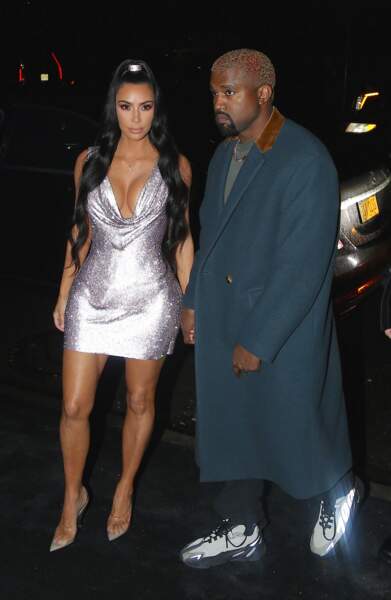 Kim Kardashian et son mari Kanye West au défilé de mode Versace à New York, le 2 décembre 2018