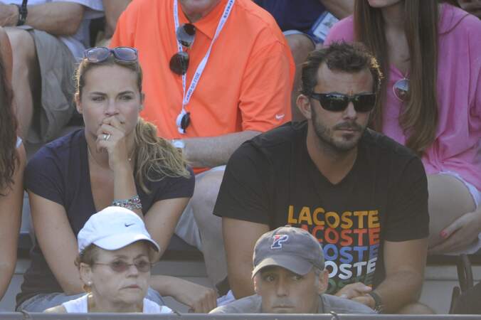Melanie Maudran et son mari Thierry Ascione en 2012 dans les tribunes de l'US Open Championships à New York.