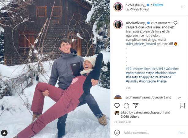 Vaimalama Chaves et Nicolas Fleury sur Instagram ce dimanche 14 février