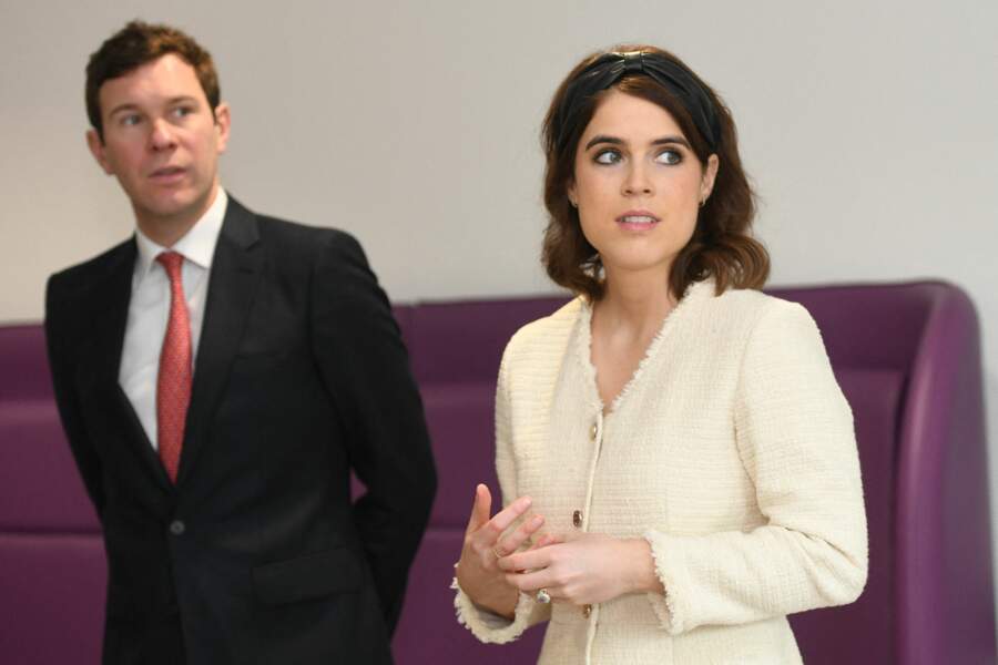 La princesse Eugenie et son mari Jack Brooksbank à l'Hôpital national orthopédique de Londres, le 21 mars 2019