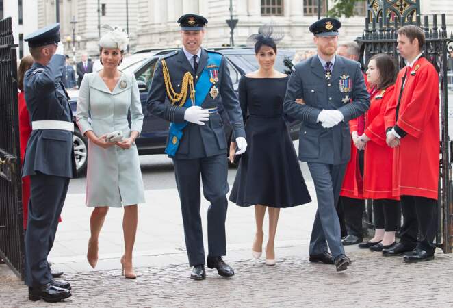 Arrivées de la famille royale d'Angleterre à l'abbaye de Westminster pour le centenaire de la RAF à Londres, le 10 juillet 2018
