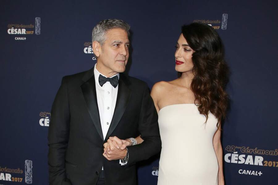 Amal et George Clooney aux César 2017
