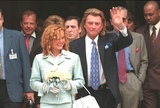 Mariage de Laeticia et Johnny Hallyday, à Neuilly-sur-Seine, le 25 mars 1996
