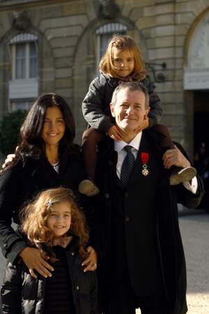 Francis Huster, Cristiana Reali et leurs filles Toscane et Elisa à l'Elysée, le 3 novembre 2006