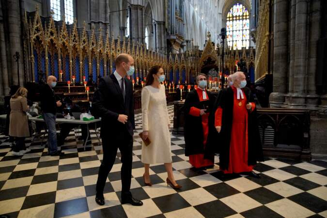 Le prince William et Kate Middleton lors d'une visite au centre de vaccination de l'abbaye de Westminster à Londres, le 23 mars 2021.

