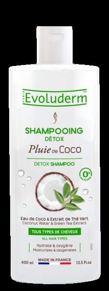 Shampoing Détox Pluie de Coco de Evoluderm, 2,75 € les 400 ml 