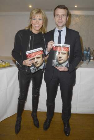 Brigitte Macron, fan des slim en cuir, ici le 8 mars 2016. 