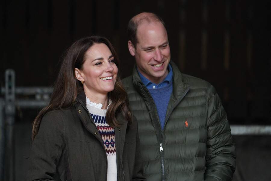 La duchesse de Cambridge Kate Middleton en visite dans une ferme à Durham, le 27 avril 2021
